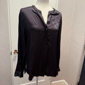 Rails Black Pearl Top Onyx Blouse Satin (Rayon Viscose) Size M